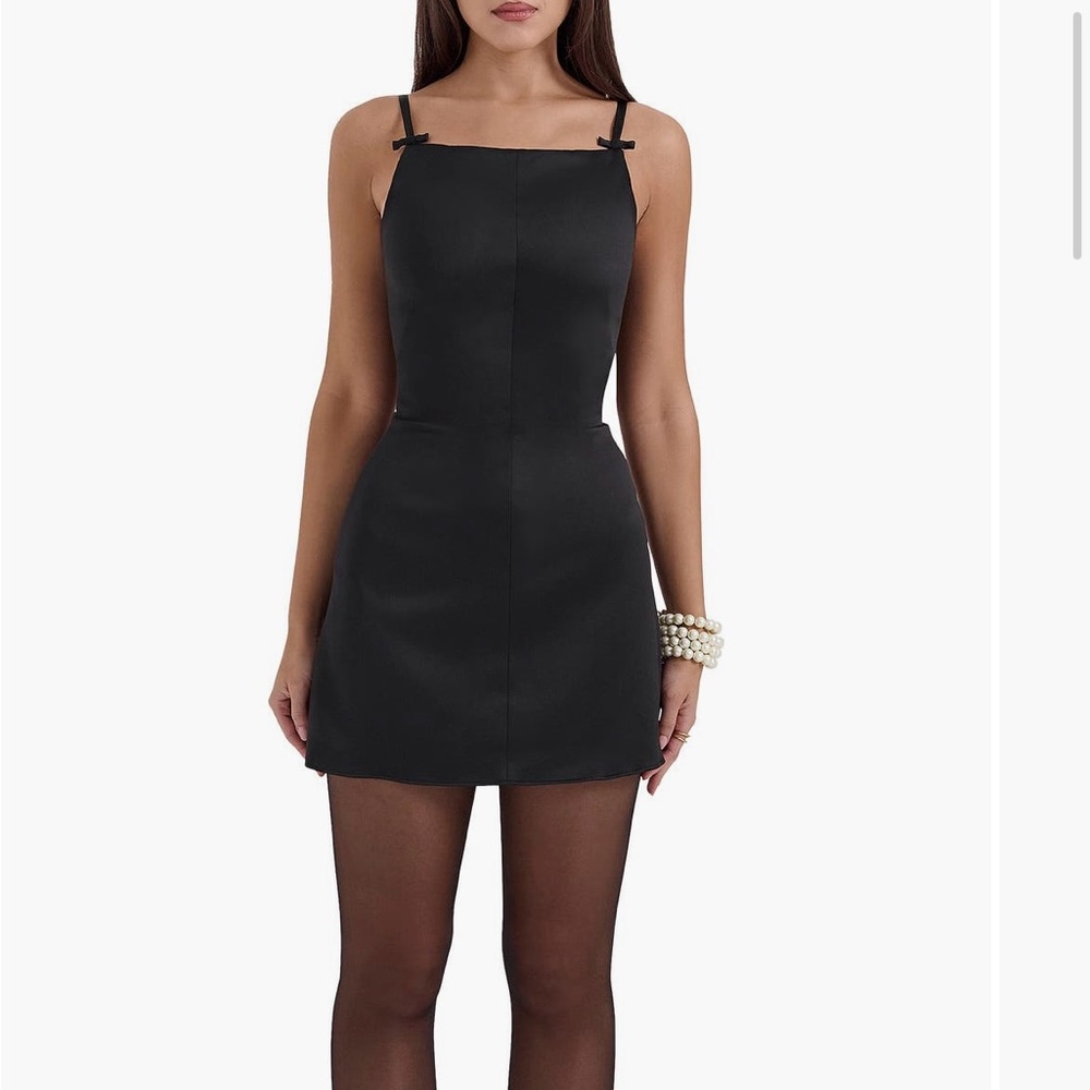 House of CB dainty satin a-line mini dress size XS in black - Picture 2 of 5